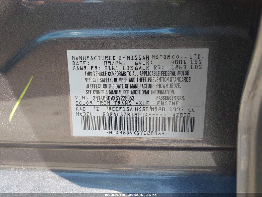 3N1AB8DVXSY228053 2025 NISSAN SENTRA photo no. 9