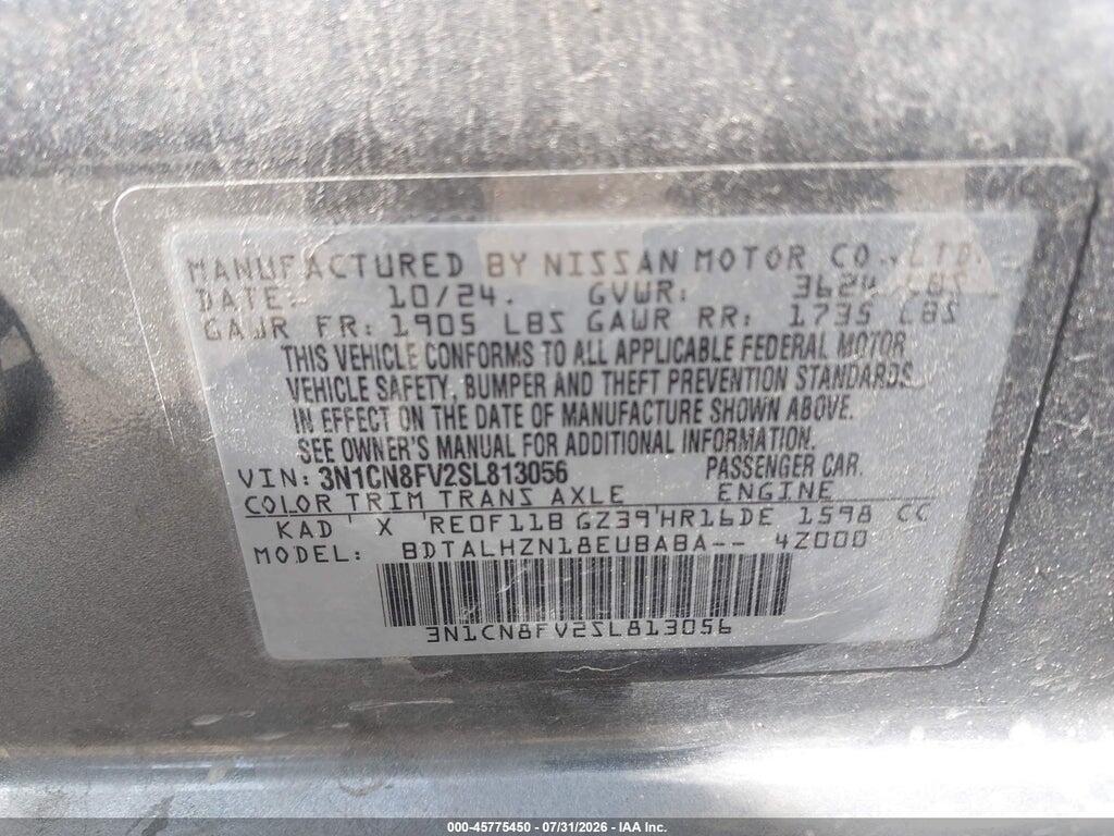 3N1CN8FV2SL813056 2025 NISSAN VERSA photo no. 9