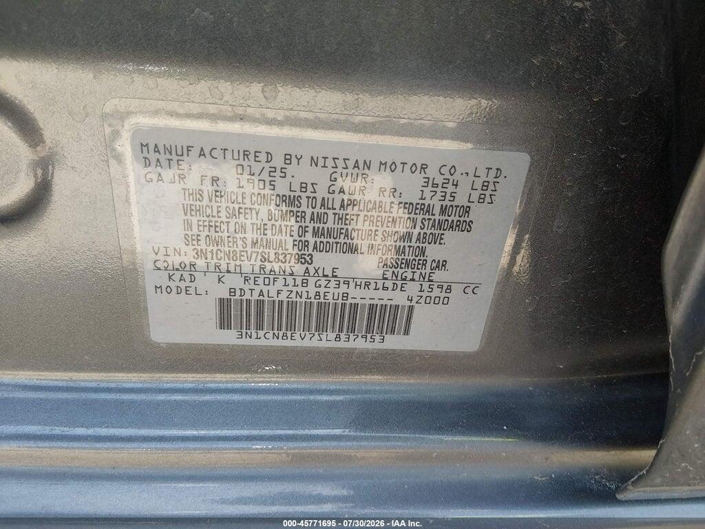 3N1CN8EV7SL837953 2025 NISSAN VERSA photo no. 9