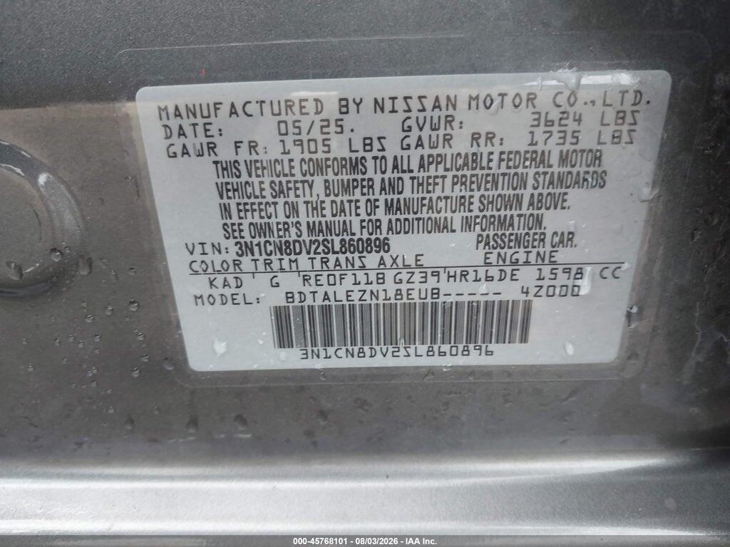 3N1CN8DV2SL860896 2025 NISSAN VERSA photo no. 9