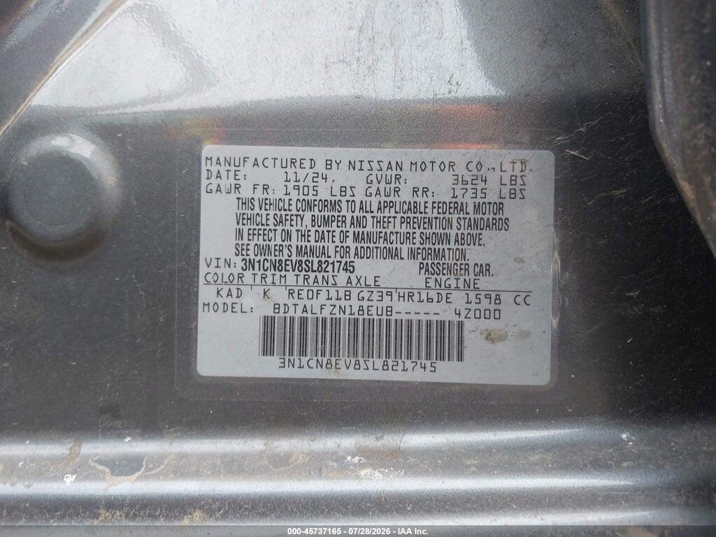 3N1CN8EV8SL821745 2025 NISSAN VERSA photo no. 9
