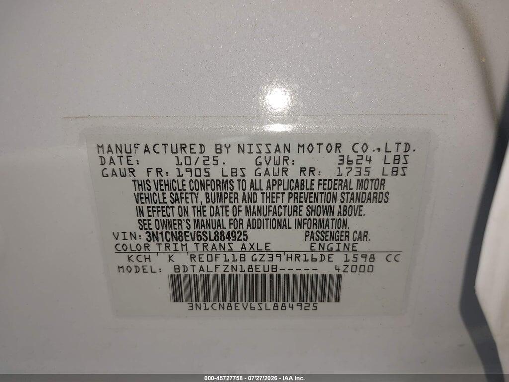 3N1CN8EV6SL884925 2025 NISSAN VERSA photo no. 9