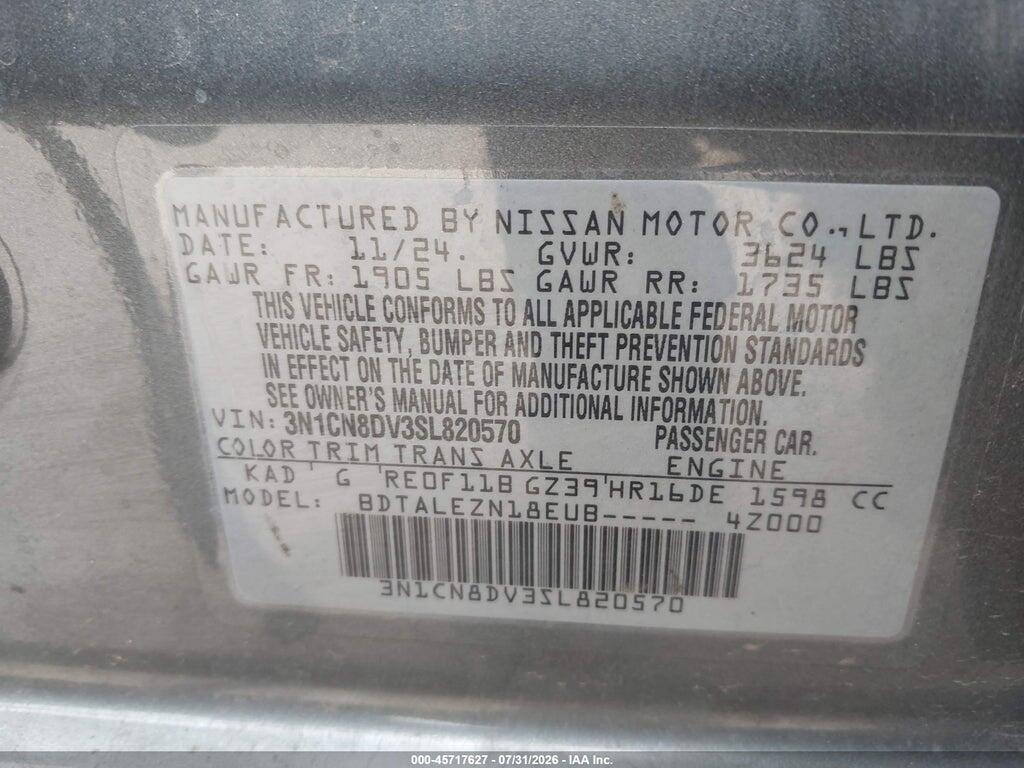 3N1CN8DV3SL820570 2025 NISSAN VERSA photo no. 9