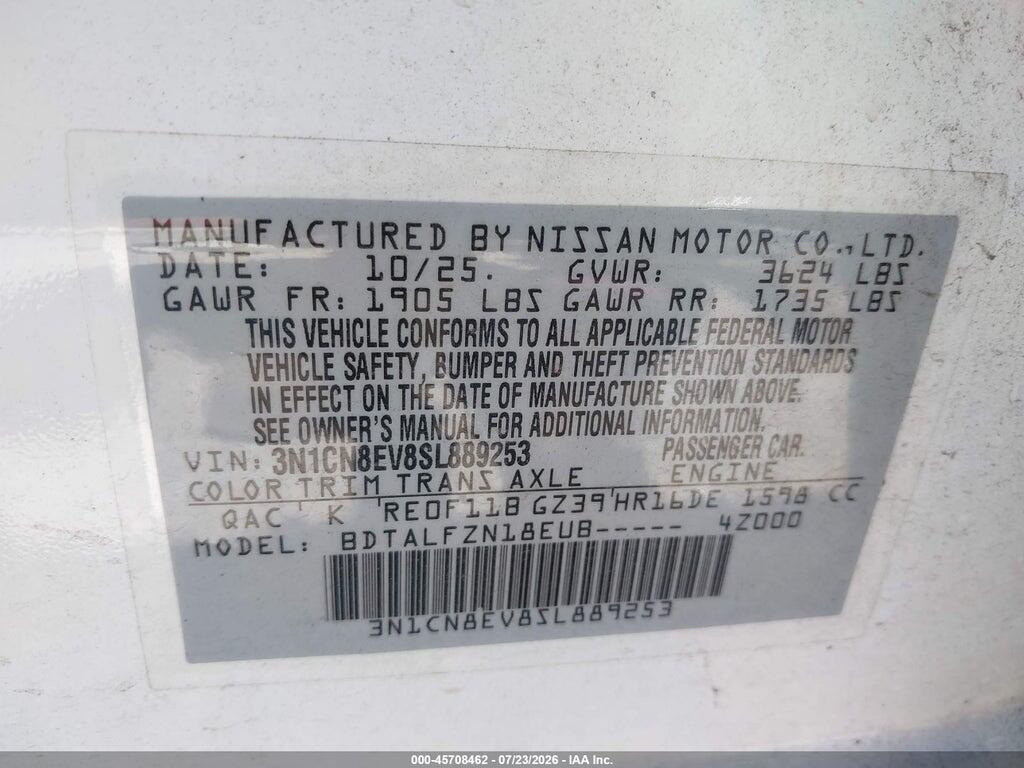3N1CN8EV8SL889253 2025 NISSAN VERSA photo no. 9
