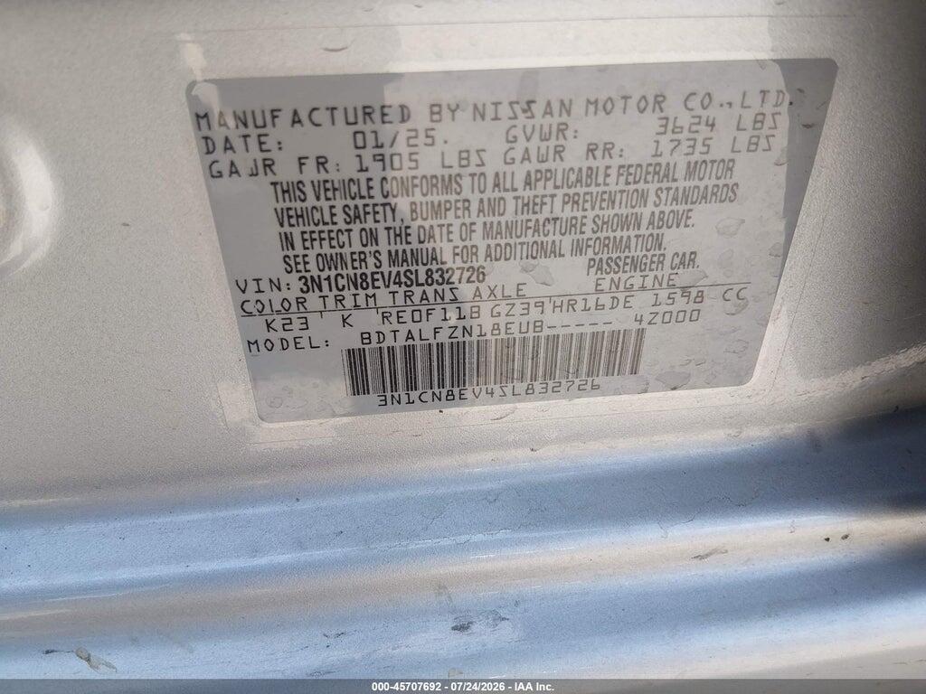 3N1CN8EV4SL832726 2025 NISSAN VERSA photo no. 9