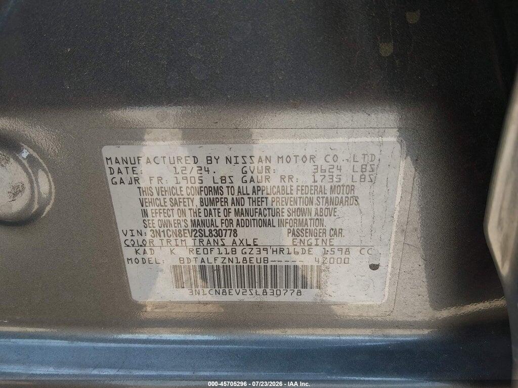 3N1CN8EV2SL830778 2025 NISSAN VERSA photo no. 9