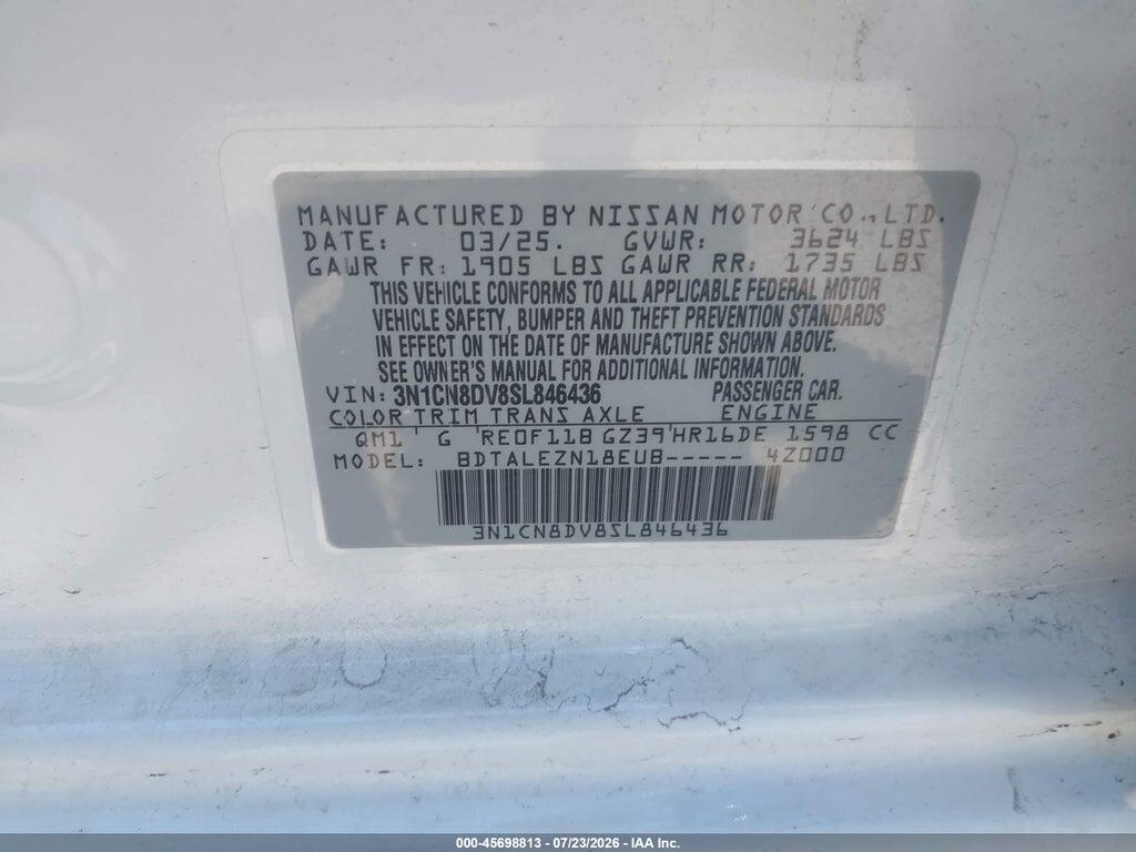 3N1CN8DV8SL846436 2025 NISSAN VERSA photo no. 9