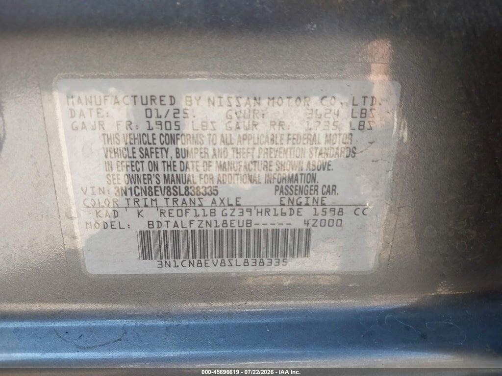 3N1CN8EV8SL838335 2025 NISSAN VERSA photo no. 9