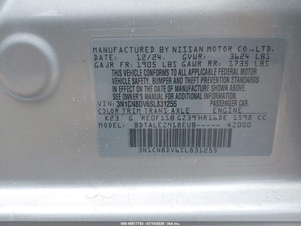 3N1CN8DV6SL831255 2025 NISSAN VERSA photo no. 9