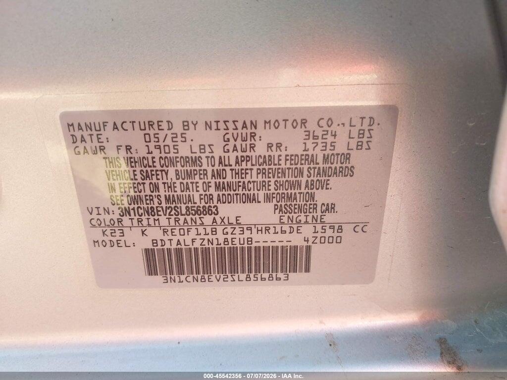 3N1CN8EV2SL856863 2025 NISSAN VERSA photo no. 9