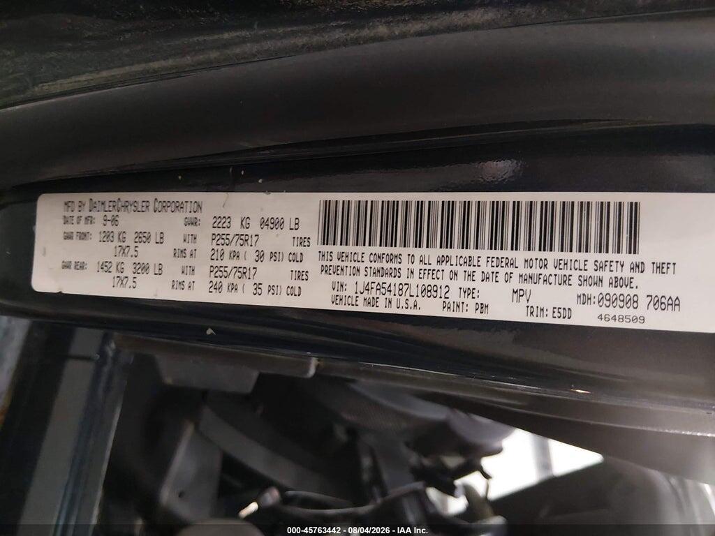 1J4FA54187L108912 2007 JEEP WRANGLER photo no. 9