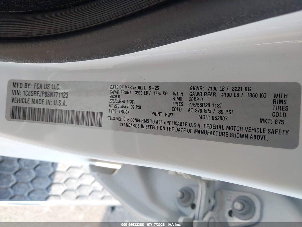 1C6SRFJP8SN771123 2025 RAM 1500 photo no. 9