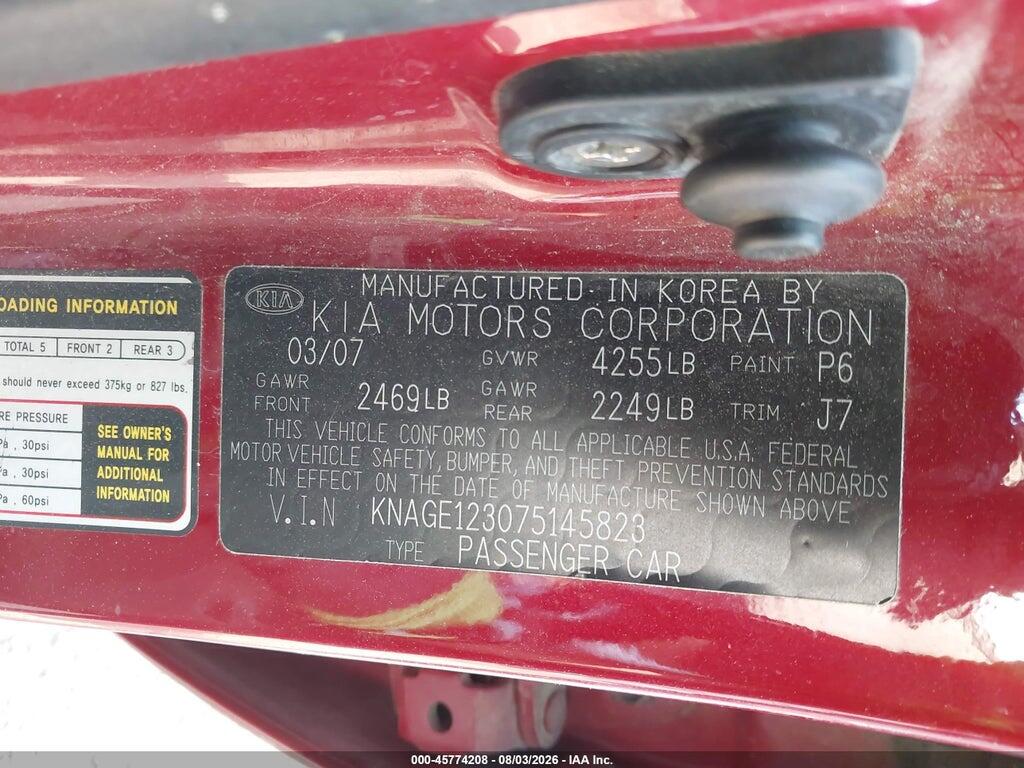 KNAGE123075145823 2007 KIA OPTIMA photo no. 9