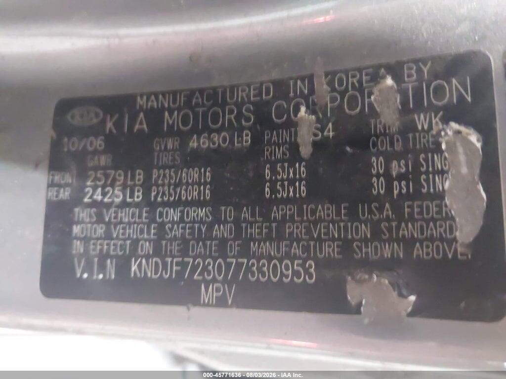 KNDJF723077330953 2007 KIA SPORTAGE photo no. 9