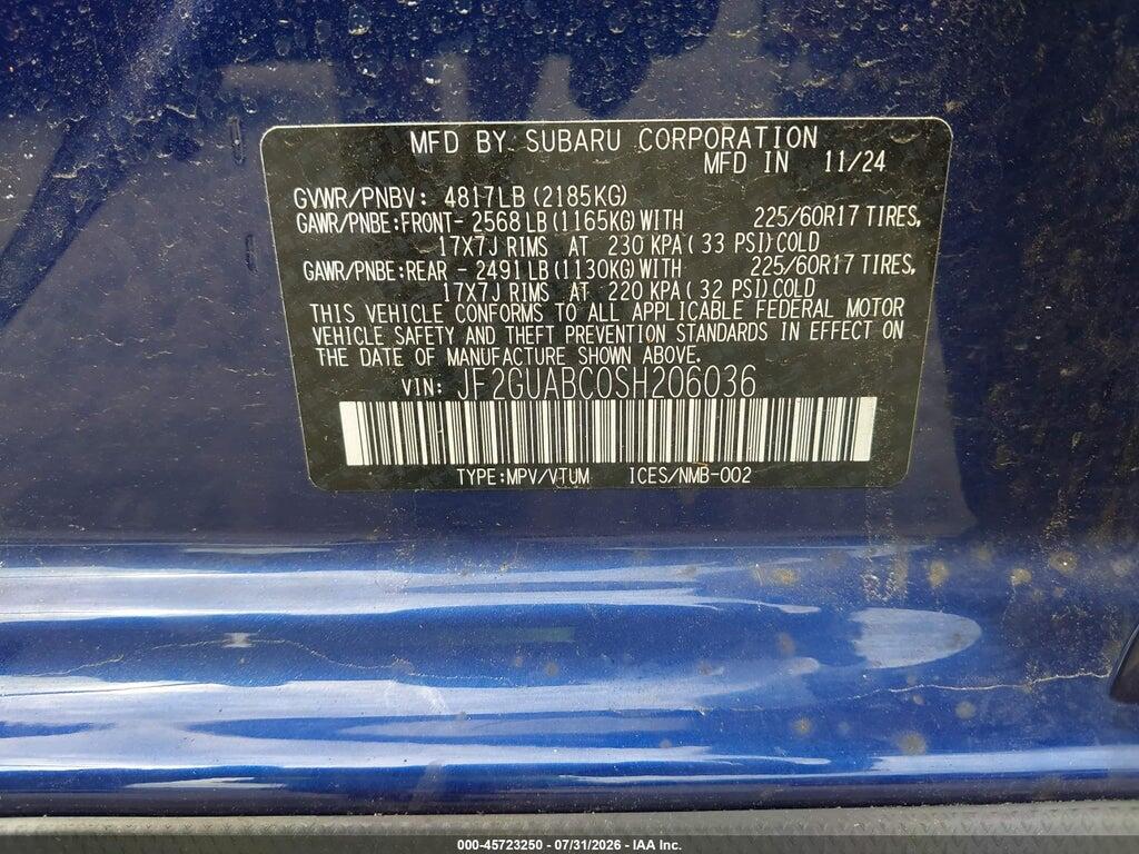 JF2GUABC0SH206036 2025 SUBARU CROSSTREK photo no. 9