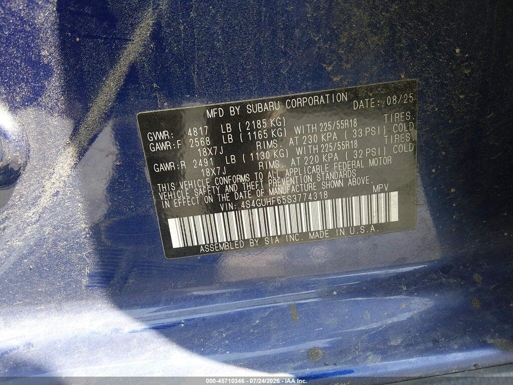 4S4GUHF65S3774318 2025 SUBARU CROSSTREK photo no. 9