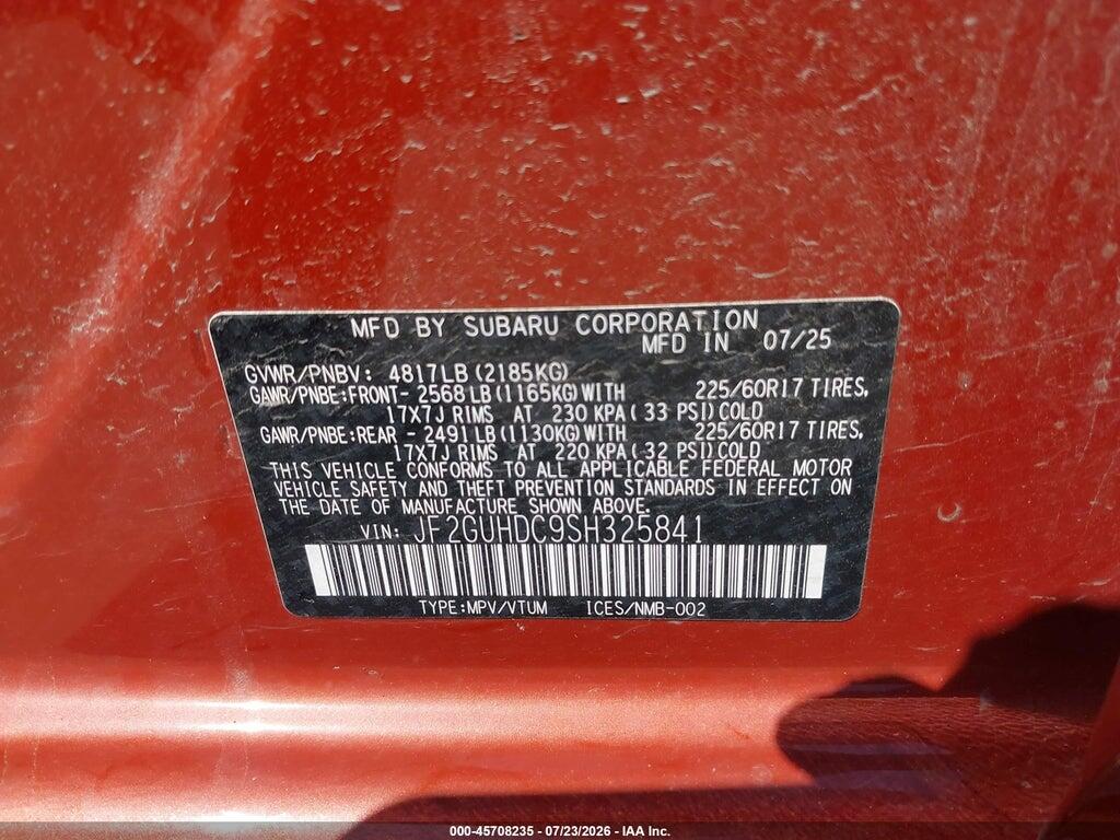 JF2GUHDC9SH325841 2025 SUBARU CROSSTREK photo no. 9