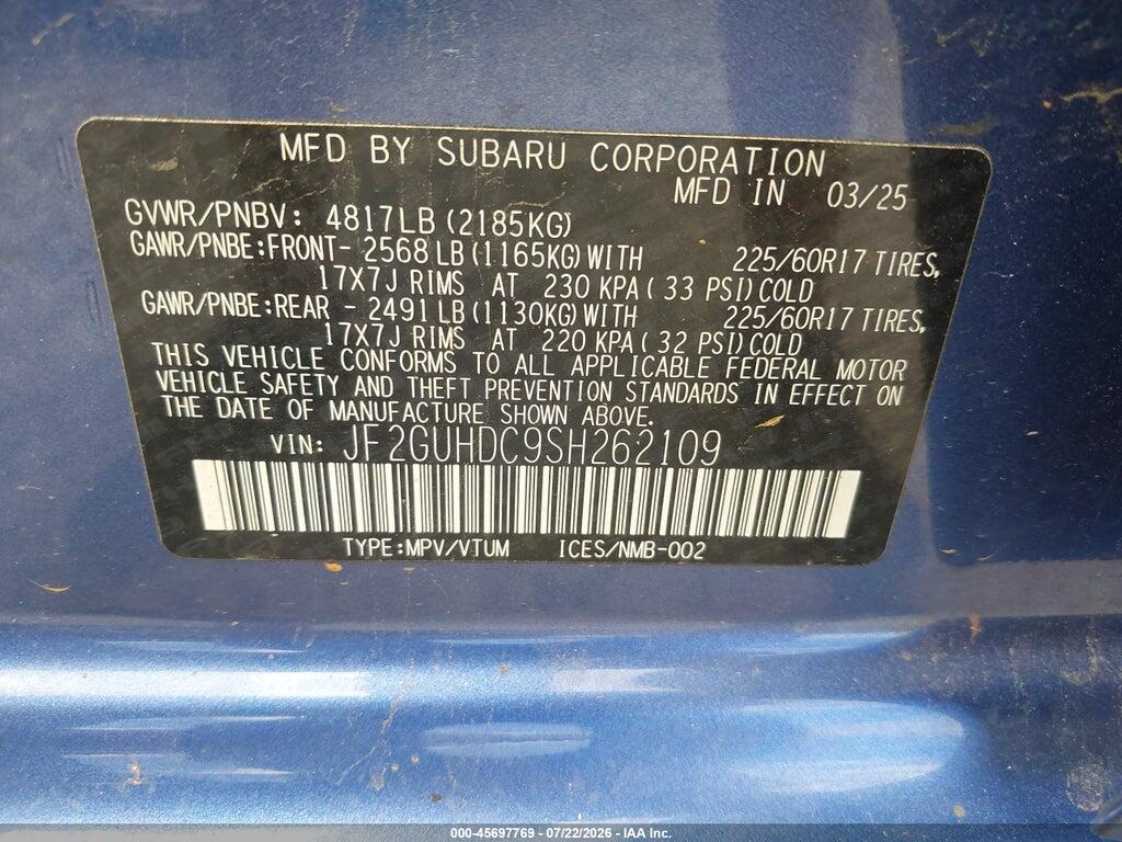 JF2GUHDC9SH262109 2025 SUBARU CROSSTREK photo no. 9