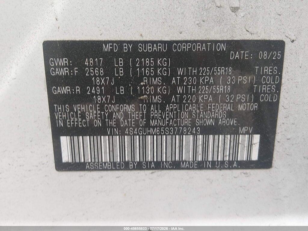 4S4GUHM65S3778243 2025 SUBARU CROSSTREK photo no. 9