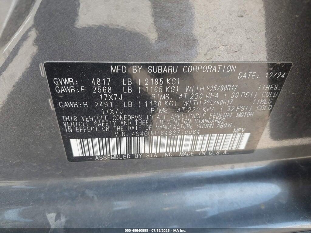4S4GUHT64S3710064 2025 SUBARU CROSSTREK photo no. 9