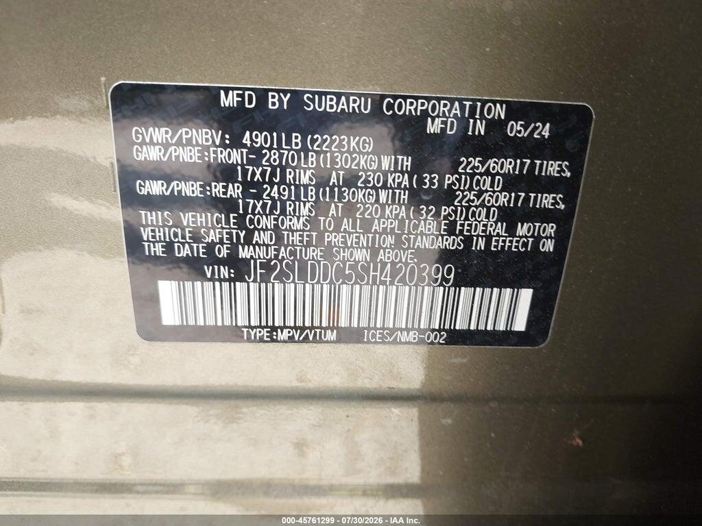 JF2SLDDC5SH420399 2025 SUBARU FORESTER photo no. 9
