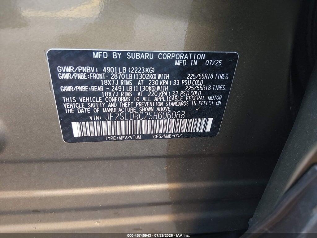 JF2SLDRC2SH606068 2025 SUBARU FORESTER photo no. 9