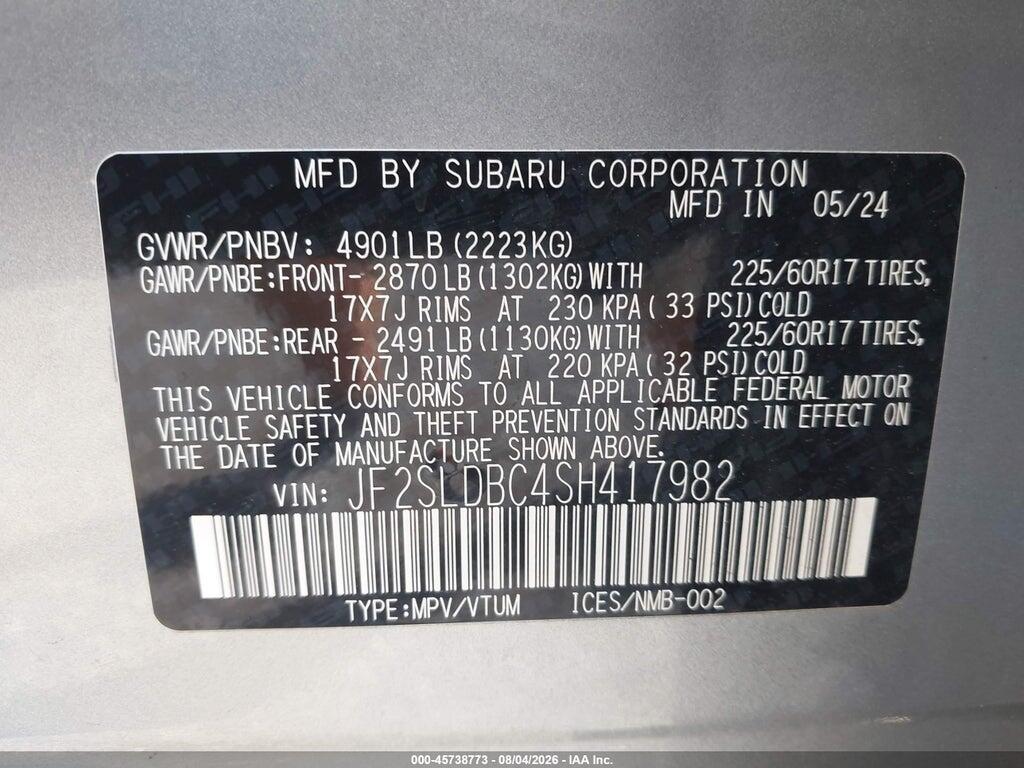 JF2SLDBC4SH417982 2025 SUBARU FORESTER photo no. 9