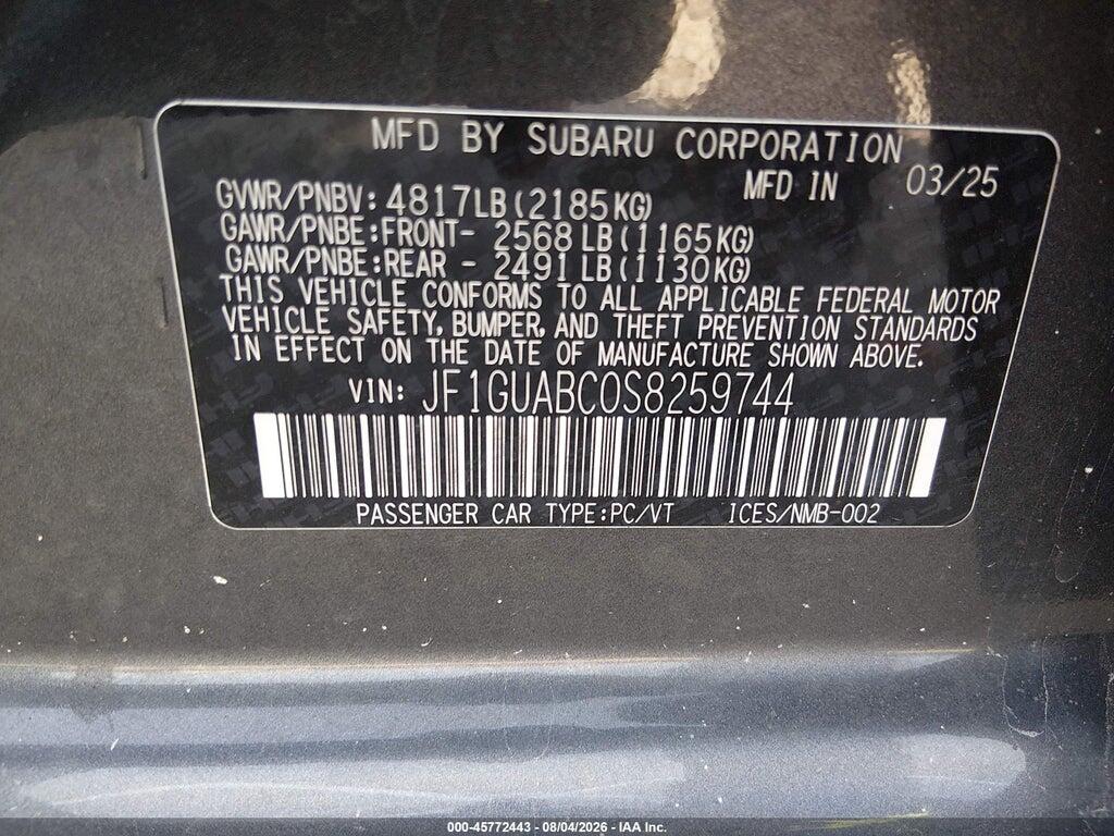 JF1GUABC0S8259744 2025 SUBARU IMPREZA photo no. 9