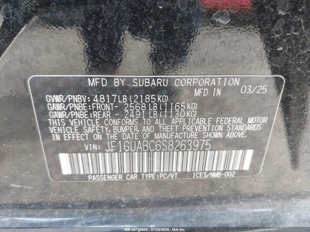 JF1GUABC6S8263975 2025 SUBARU IMPREZA photo no. 9