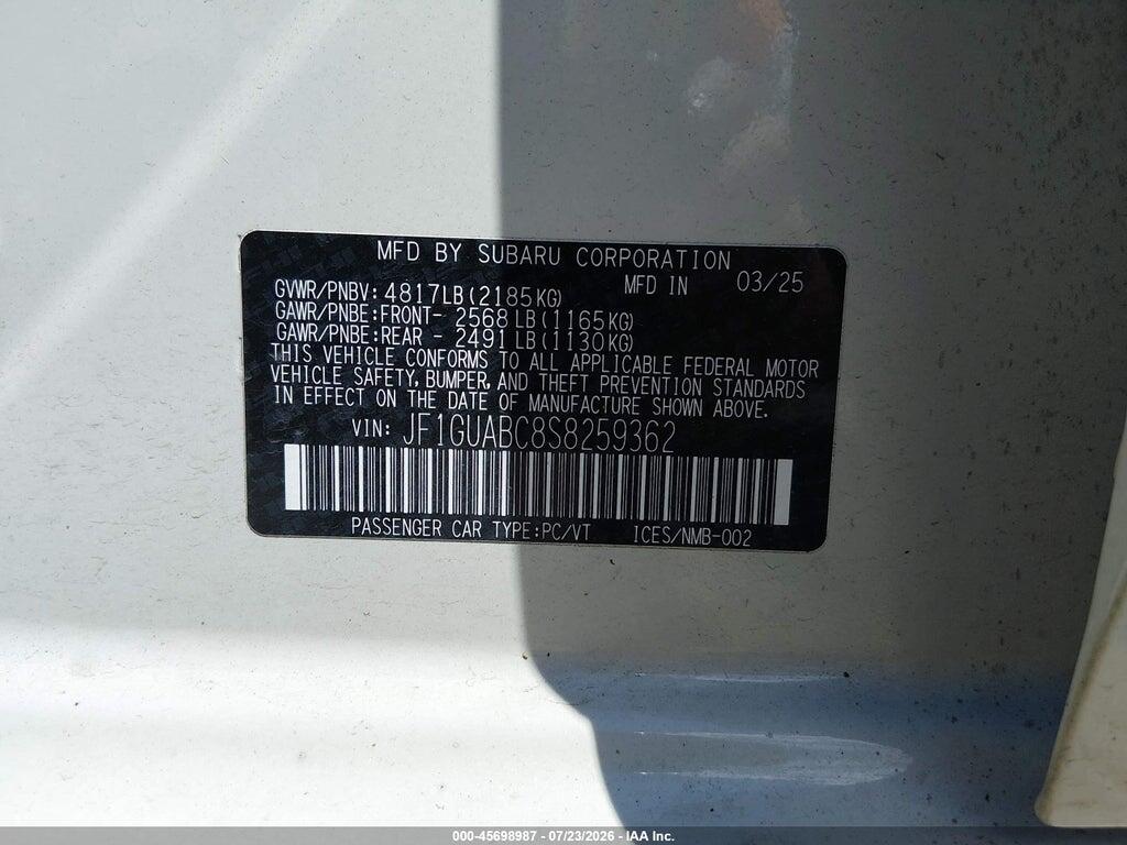 JF1GUABC8S8259362 2025 SUBARU IMPREZA photo no. 9