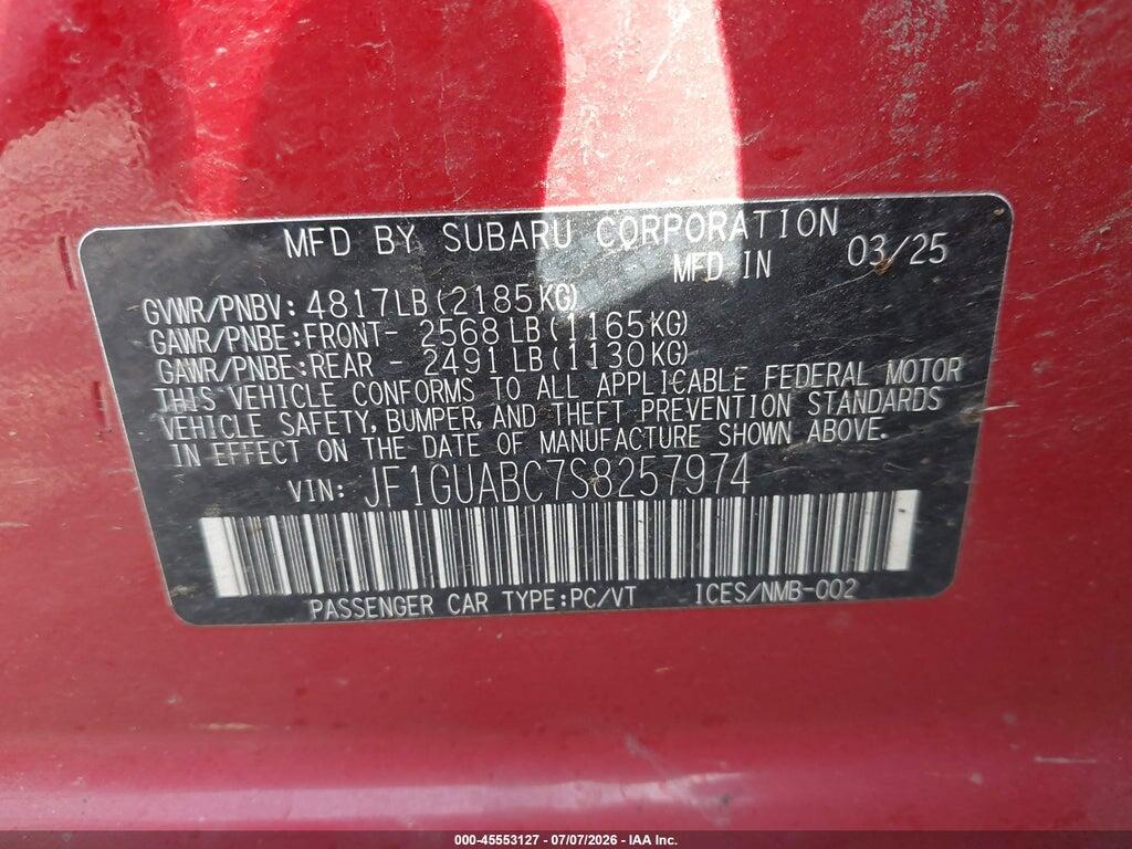 JF1GUABC7S8257974 2025 SUBARU IMPREZA photo no. 9
