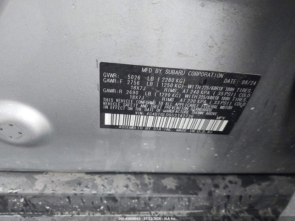 4S4BTGLD5S3142736 2025 SUBARU OUTBACK photo no. 9