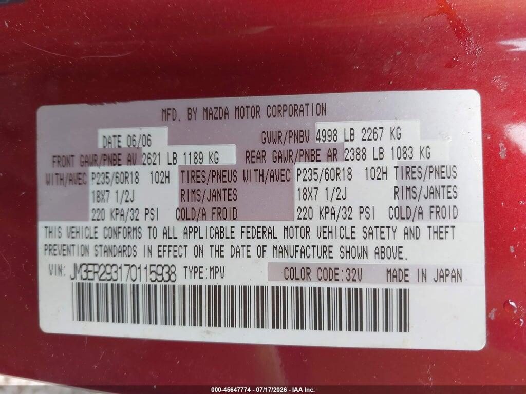 JM3ER293170115938 2007 MAZDA CX-7 photo no. 9