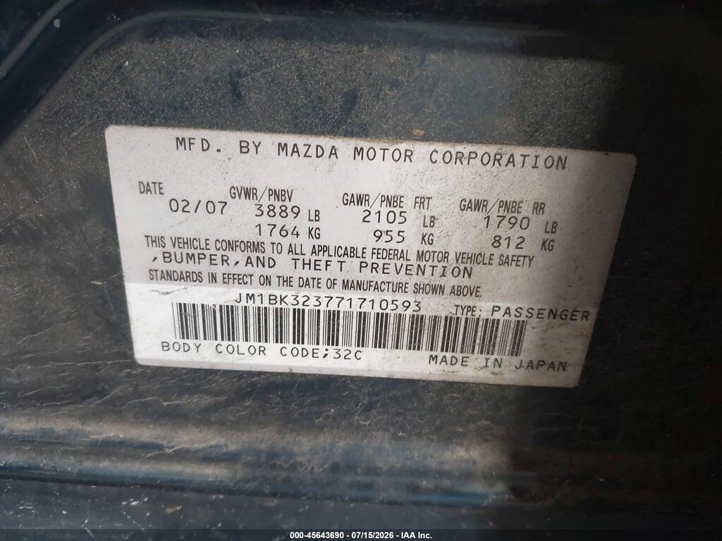 JM1BK323771710593 2007 MAZDA MAZDA3 photo no. 9