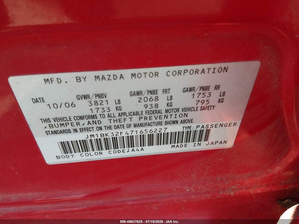 JM1BK32F471656227 2007 MAZDA MAZDA3 photo no. 9