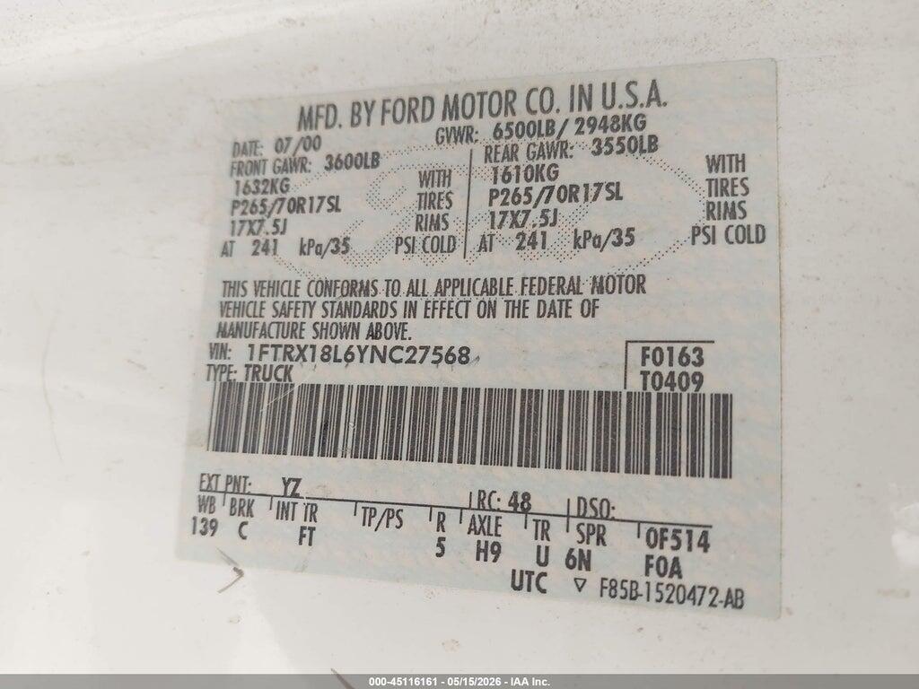 1FTRX18L6YNC27568 2000 FORD F-150 photo no. 9