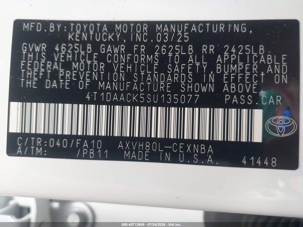 4T1DAACK5SU135077 2025 TOYOTA CAMRY photo no. 9