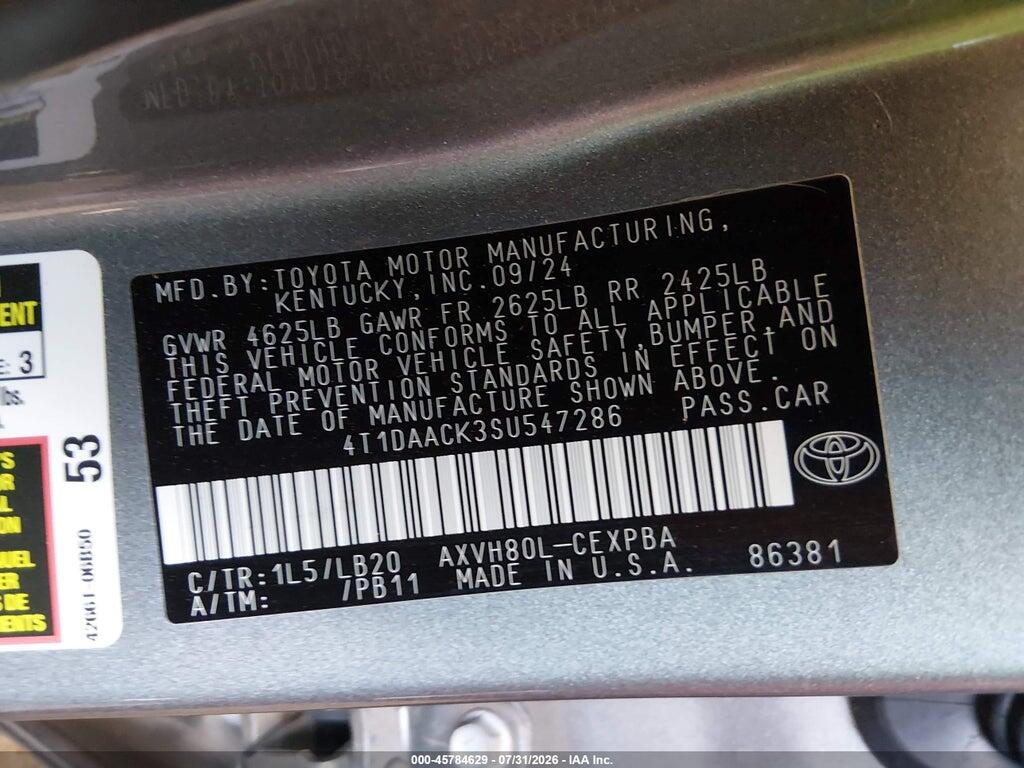 4T1DAACK3SU547286 2025 TOYOTA CAMRY photo no. 9