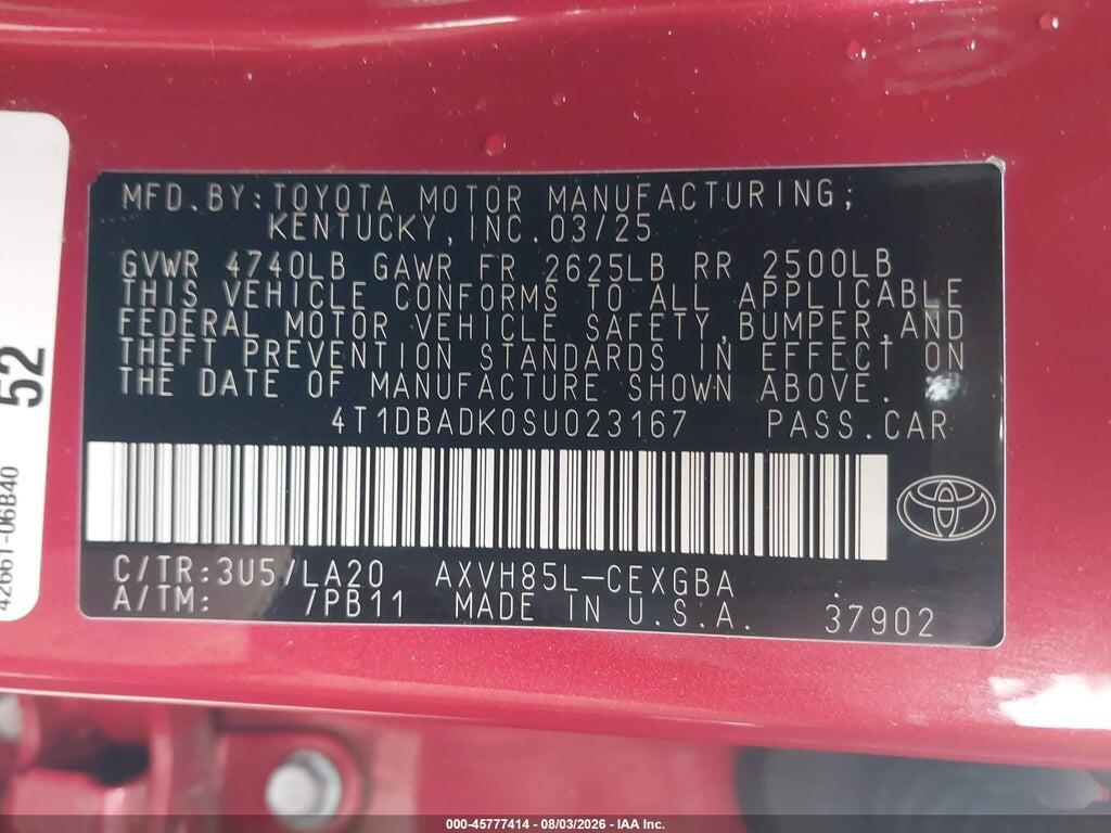 4T1DBADK0SU023167 2025 TOYOTA CAMRY photo no. 9