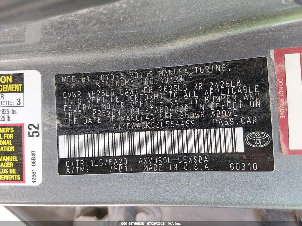 4T1DAACK0SU554499 2025 TOYOTA CAMRY photo no. 9