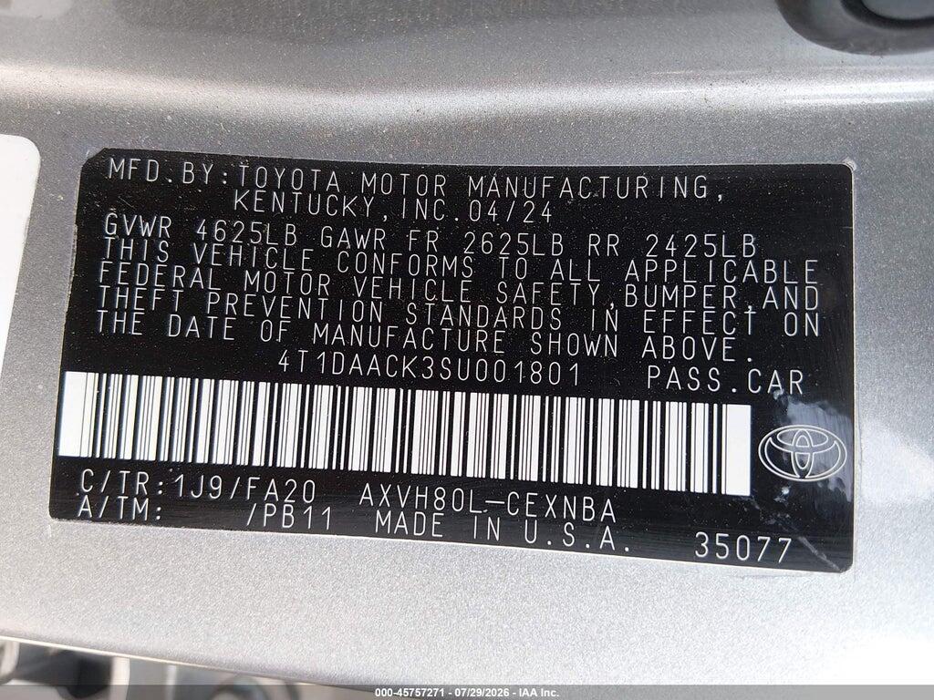 4T1DAACK3SU001801 2025 TOYOTA CAMRY photo no. 9