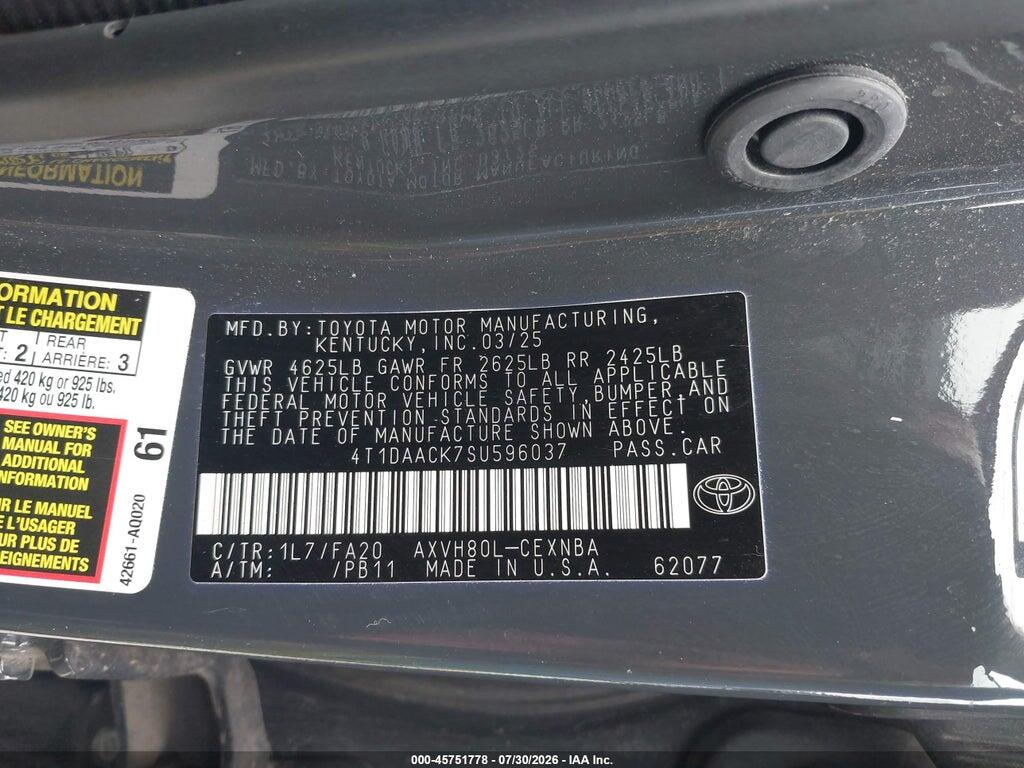 4T1DAACK7SU596037 2025 TOYOTA CAMRY photo no. 9