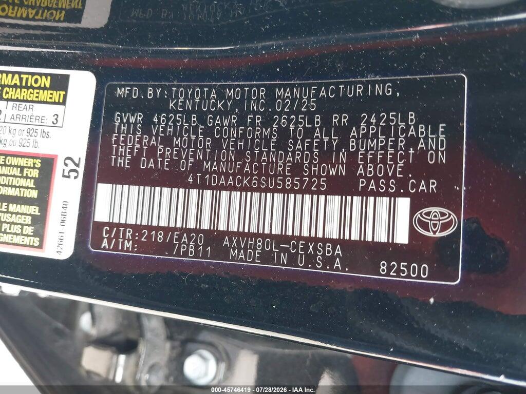 4T1DAACK6SU585725 2025 TOYOTA CAMRY photo no. 9
