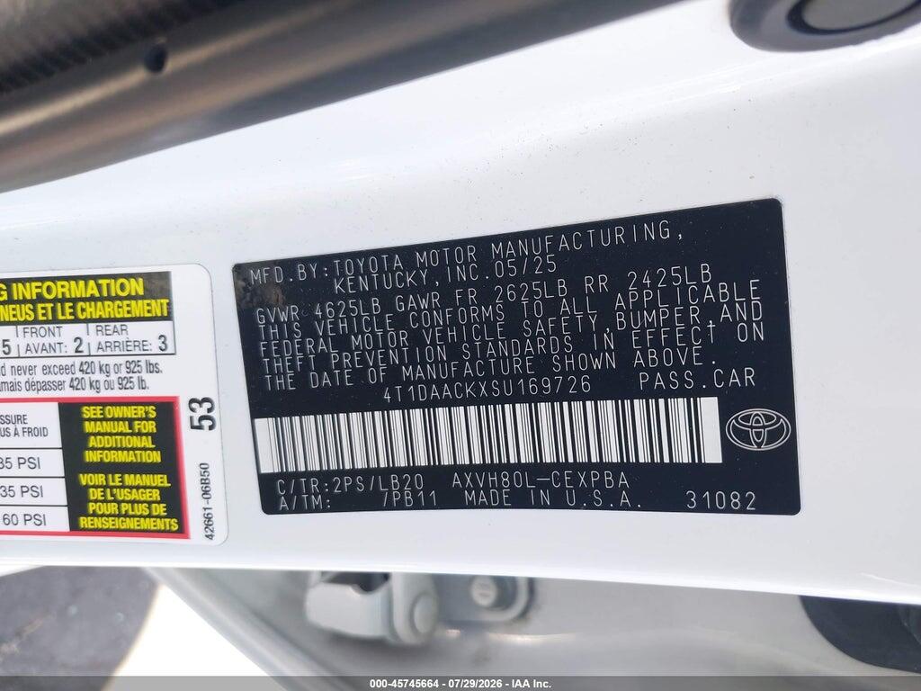4T1DAACKXSU169726 2025 TOYOTA CAMRY photo no. 9