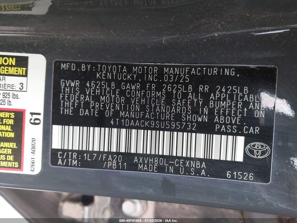 4T1DAACK9SU595732 2025 TOYOTA CAMRY photo no. 9