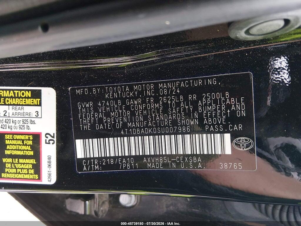 4T1DBADK0SU007986 2025 TOYOTA CAMRY photo no. 9
