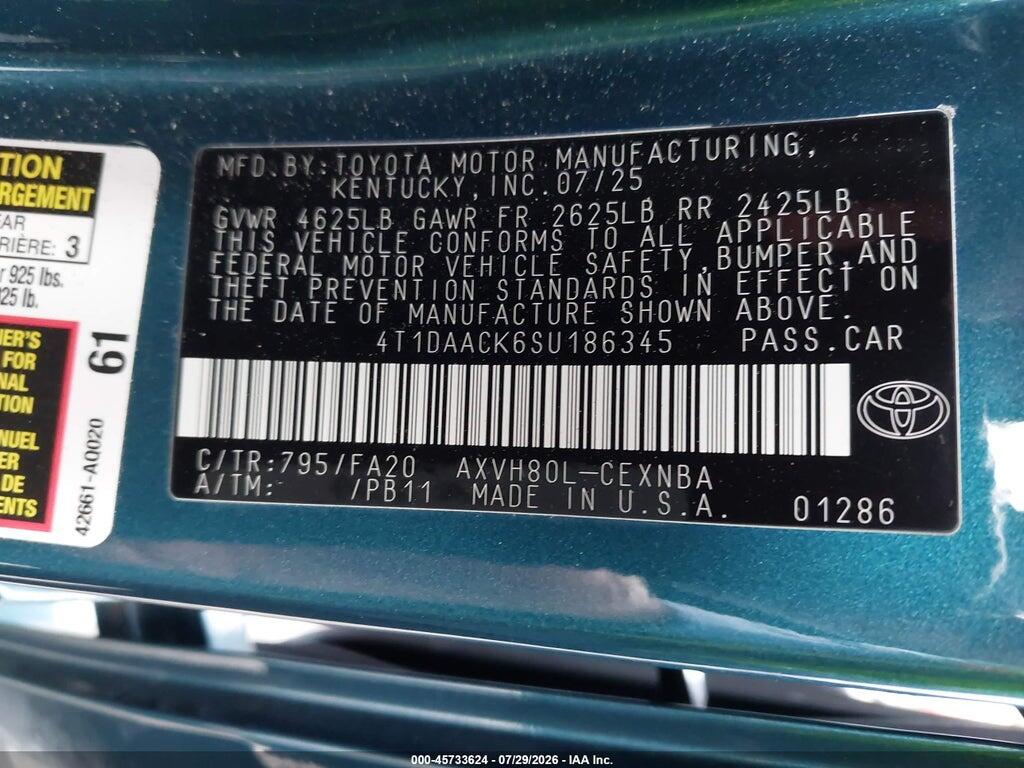 4T1DAACK6SU186345 2025 TOYOTA CAMRY photo no. 9