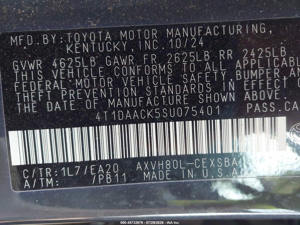 4T1DAACK5SU075401 2025 TOYOTA CAMRY photo no. 9