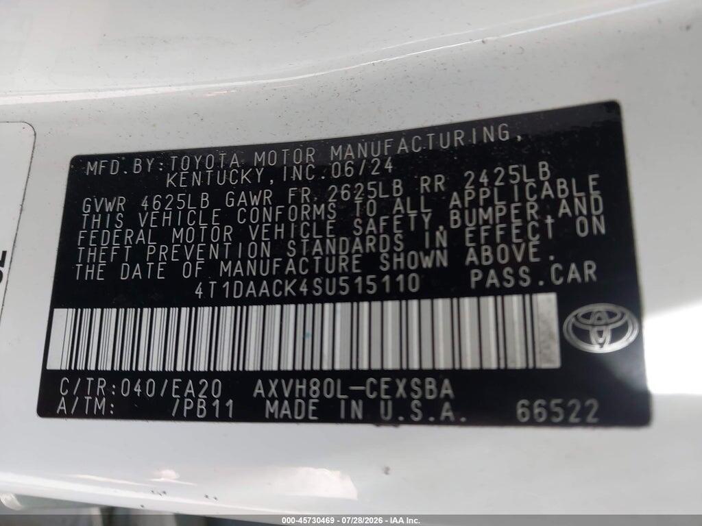 4T1DAACK4SU515110 2025 TOYOTA CAMRY photo no. 9