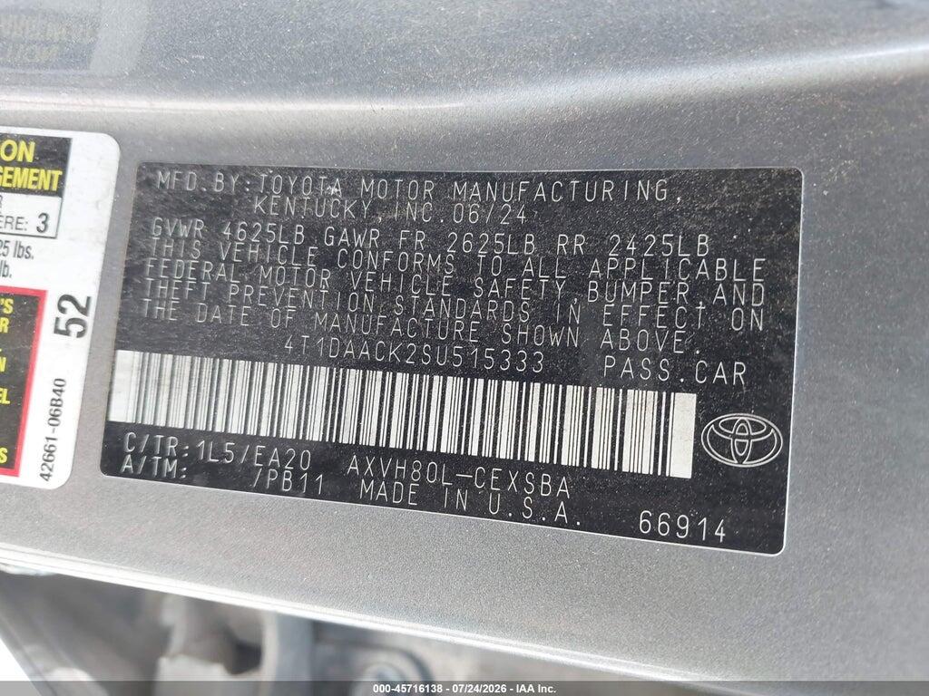 4T1DAACK2SU515333 2025 TOYOTA CAMRY photo no. 9